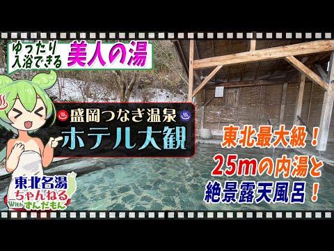 【湯守 ホテル大観】《盛岡つなぎ温泉》東北の名湯をずんだもんが解説! 施設情報や成分表など訪れる前に役立つ情報もり沢山で紹介するのだ!【東北名湯ちゃんねる】