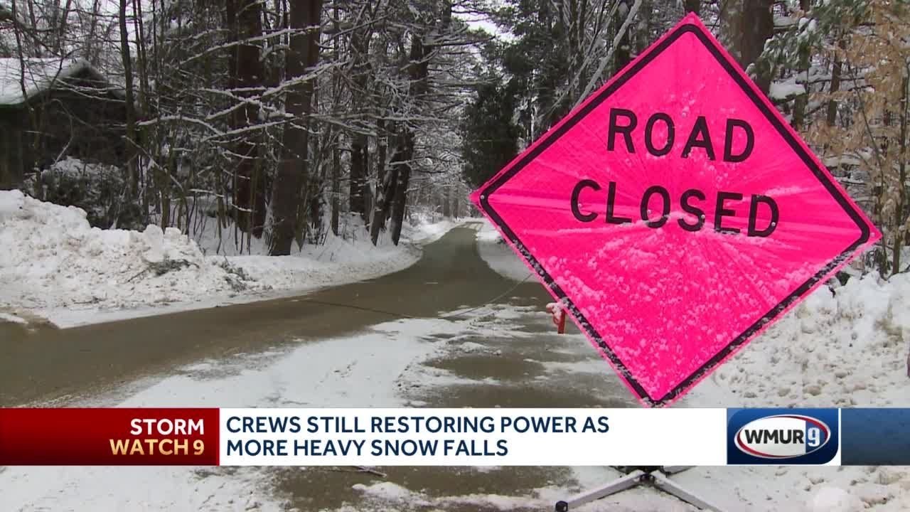 Crews still restoring power as more heavy snow falls - YouTube