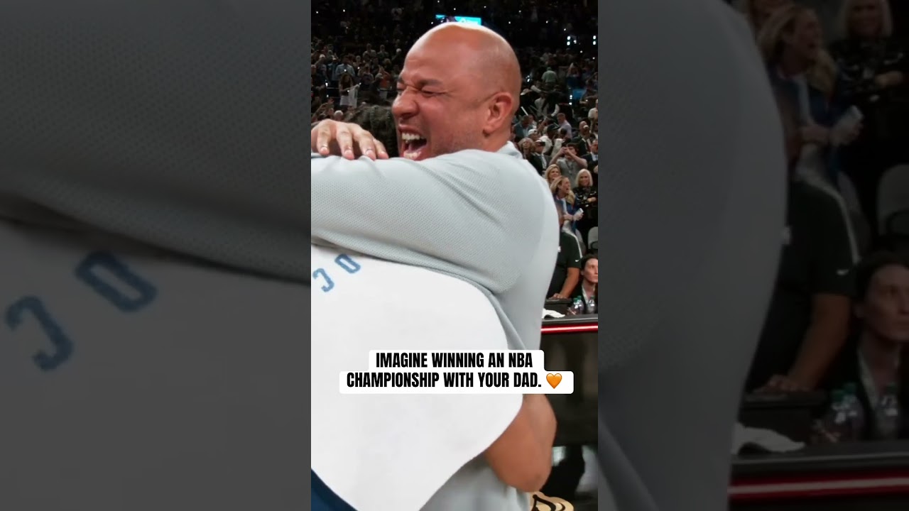 The emotional moment shared between Jalen + Rick Brunson after winning the NBA Finals together 🧡