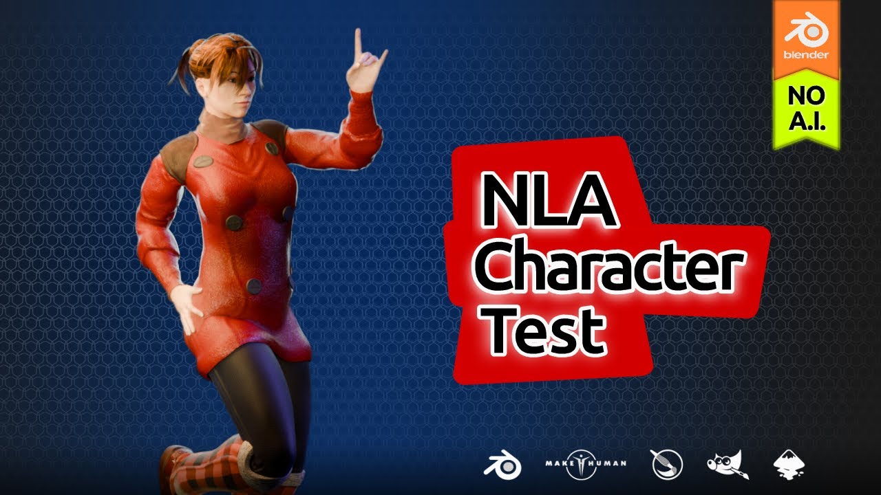 Female character animation, NLA Editor test | Blender | No AI |