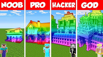 Minecraft Battle: NOOB vs PRO vs HACKER vs GOD: RAINBOW SPECTRITE HOUSE BUILD CHALLENGE / Animation