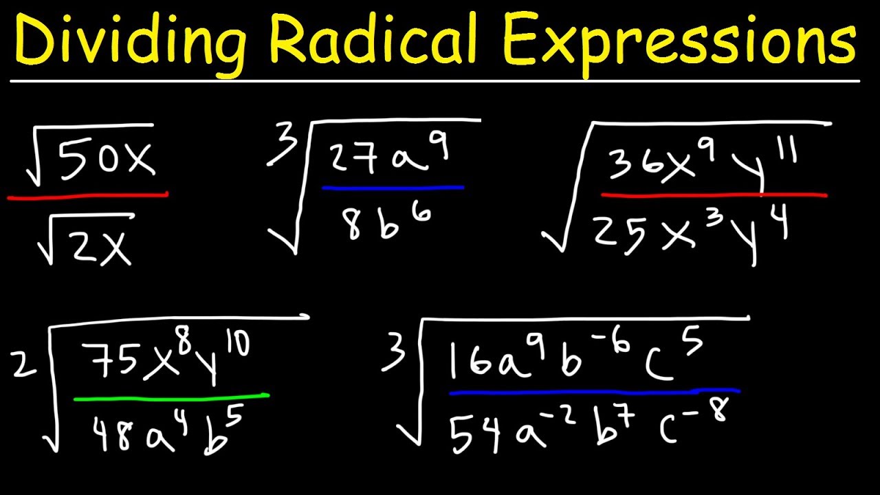 Dividing Radical Expressions With Variables and Exponents - YouTube