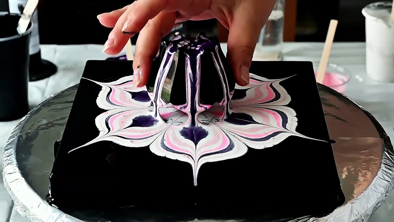 (754) Reverse flower dip with CLEAR GLUE Acrylic pour painting Cup