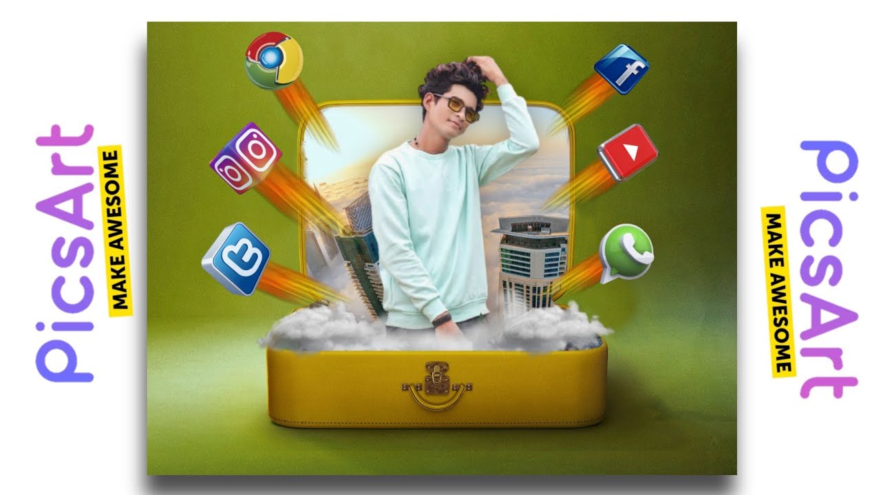 FLYING SOCIAL MEDIA ICONS | PHOTO EDITING USING PICSART | AC edits