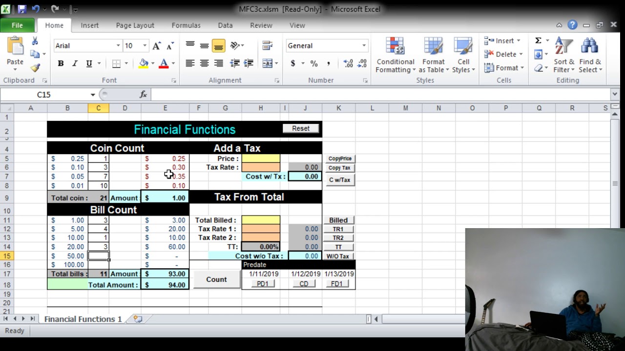 Excel Cash Count Tax Calculator YouTube