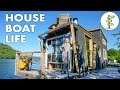 Living on a 4 Season Houseboat - Beautiful Floating Tiny House!