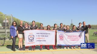 Celebration of Longmeadow 10U little league softball team winning the state championship