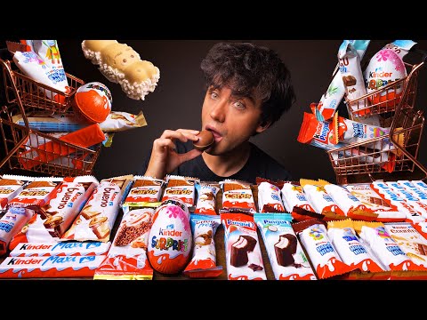 ASMR Kinder Chocolate Dessert Mukbang (Surprise, Happy Hippo, Bueno, Maxi, Pingui) Eating Sounds