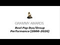 GRAMMY Winners & Nominees for Best Pop Duo/Group Performance (2000-2020)