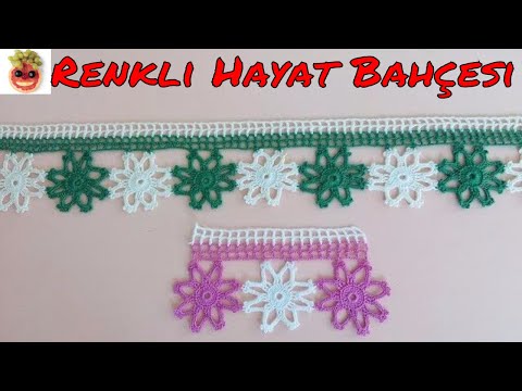 Dantel Havlu Kenarı / İki Renk Motifli -  Anlatımlı Yapılışı  -  Örgü Dantel Oya El İşi