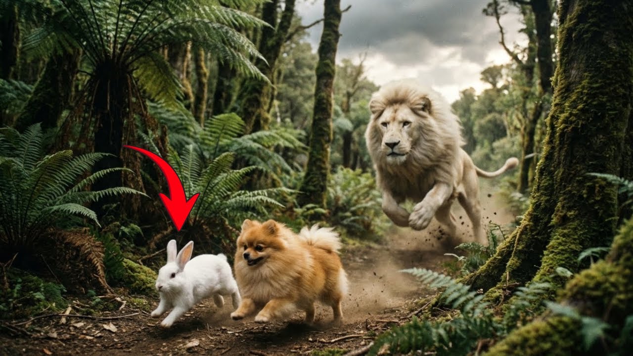 How a Clever Pomeranian Saved His Rabbit Friend from the Mighty White Lion