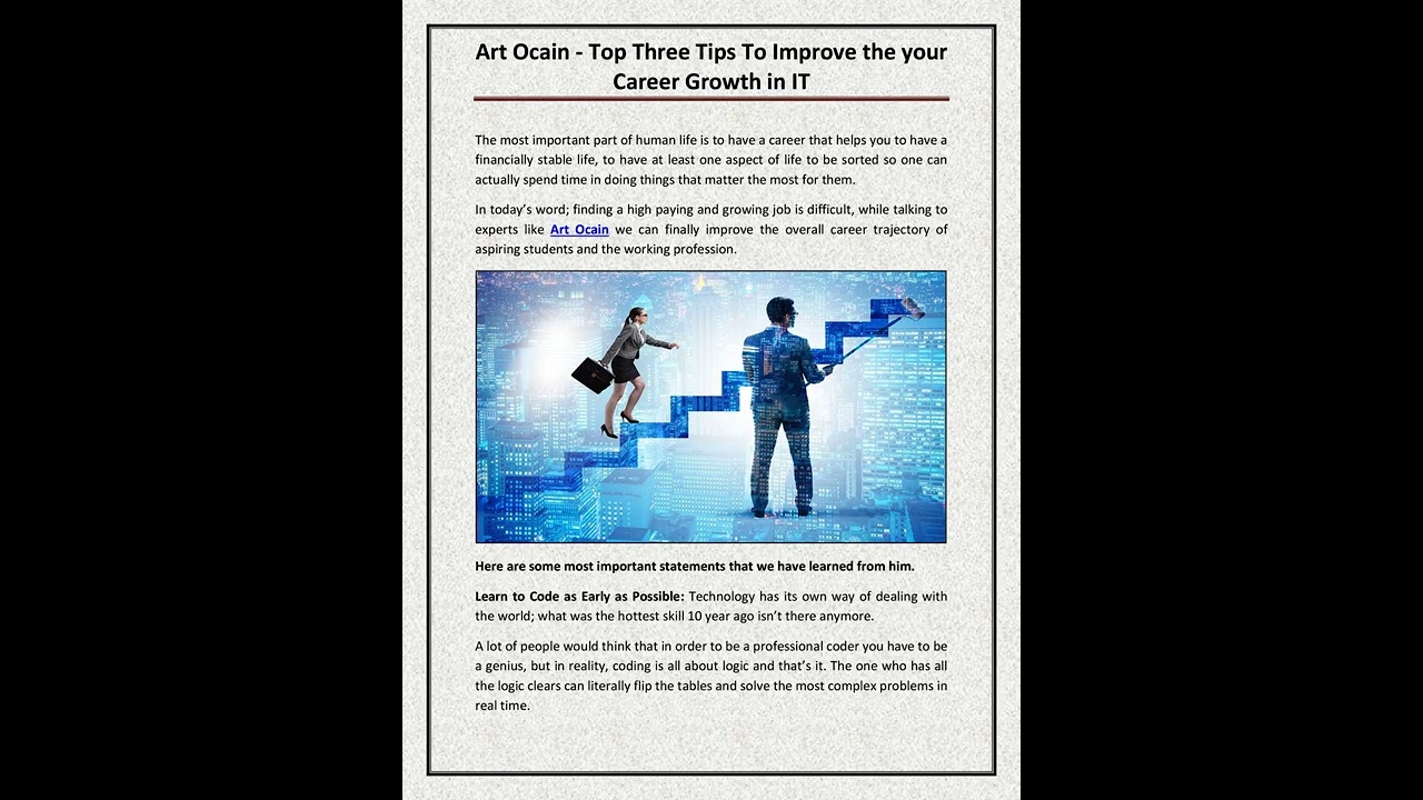 Art Ocain   Top Three Tips To Improve the your Career Growth in IT