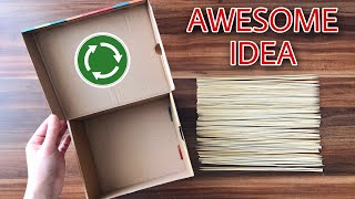 Amazing Recycling of Cardboard Box and Skewers ♻️🤩