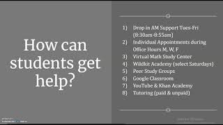 2 Algebra Virtual Open House