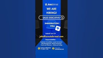 Hiring Sales Executive from Immigration and Visa Domain in Bangalore Work from Office #scoutabroad