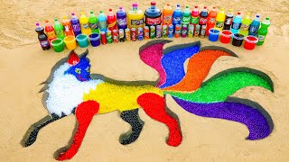 How to make Rainbow Nine Tailed Fox with Orbeez, Experiment Big Coca Cola, Popular Sodas \& Mentos