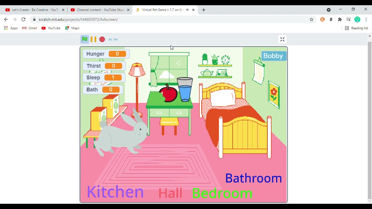 Virtual Pet Game Part 10 on Scratch.