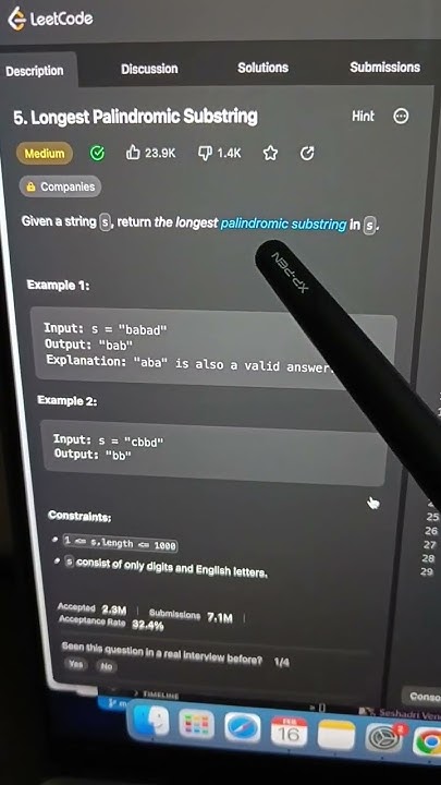Leetcode 5. Longest Palindromic Substring #java - YouTube