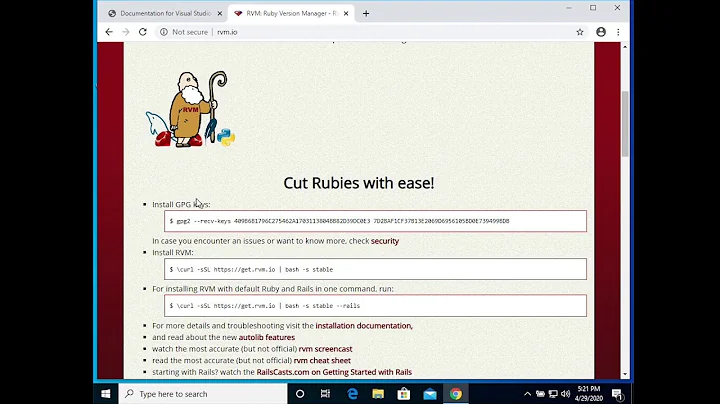 Installing rvm and ruby on Windows 10 with Ubuntu bash