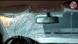 CAR WASHING | CAR CLEANING AT PETROL BUNK | CAR FRONT GLASS CLEANING