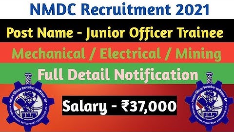 NMDC recruitment 2021 without GATE 🔥  CTC : 9.5 LPA | Junior Officer | Permanent Job | Freshers