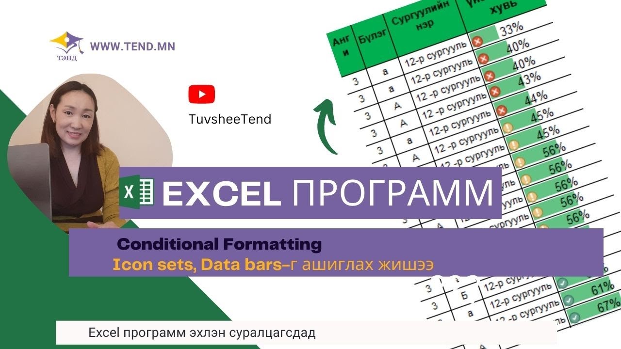✅ Icon sets нөхцөл форматыг хүснэгтийн бүх нүдэн дэх өгөгдлийн утга дээр тохируулах