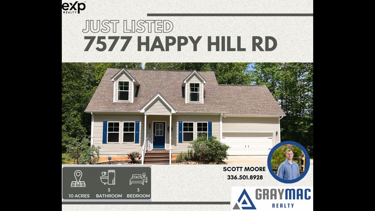 7577 Happy Hill Rd Stokesdale, NC 3 Bed 3 Bath 10+Acres