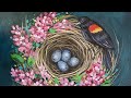 Red Winged Blackbird Nest with Lilacs Acrylic Painting LIVE Tutorial