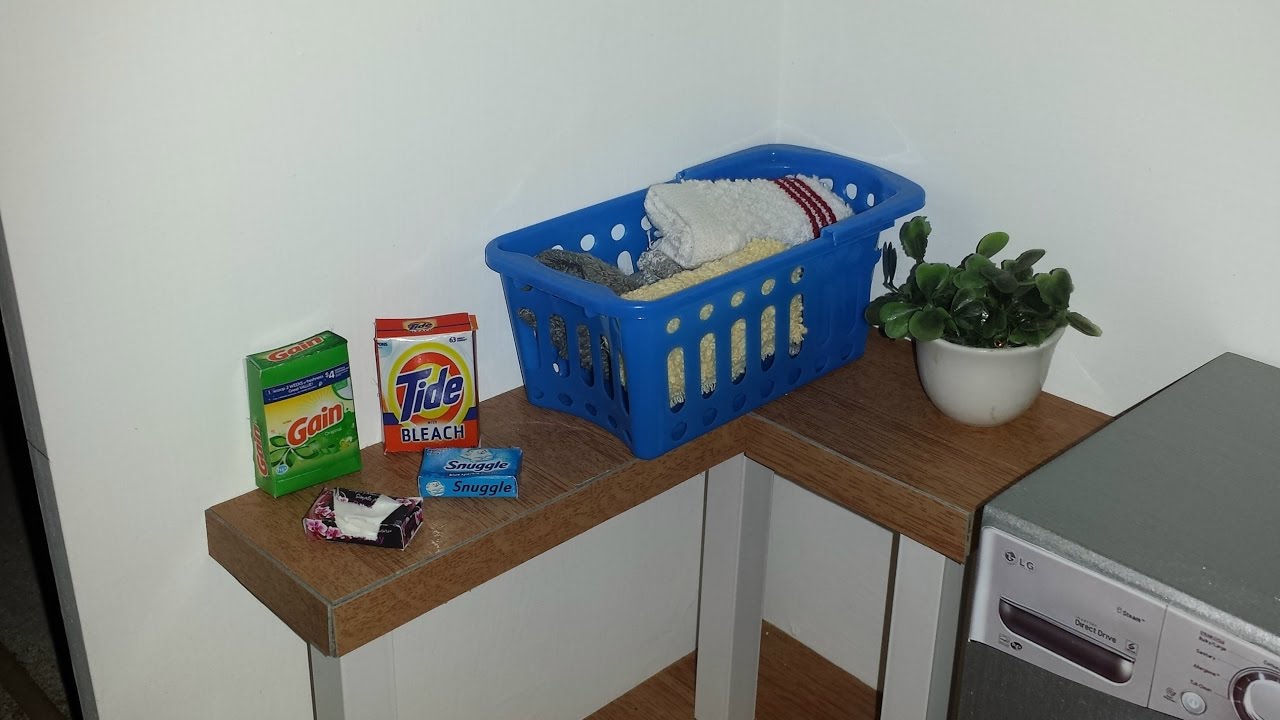 DIY 1:6 Scale Doll Laundry Basket &amp; Laundry Accessories - YouTube