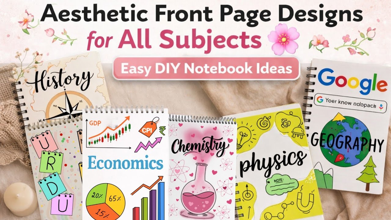 9 different Aesthetic Front Page Designs for All Subjects 🌸 | Easy DIY ...