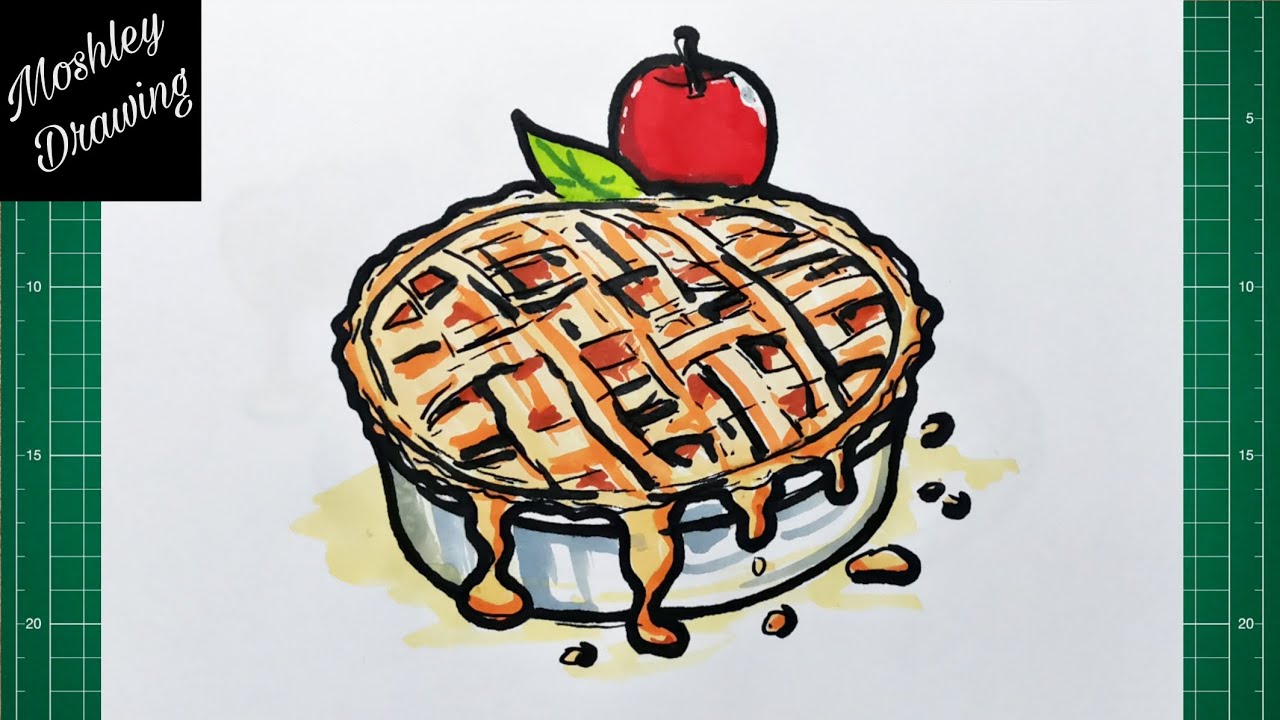 How to Draw an Apple Pie - Thanksgiving Drawing - YouTube
