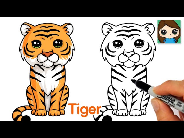 How to Draw a Tiger Easy 🐯Cute Cartoon Animal 