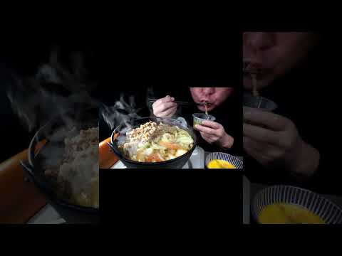 [ #Shorts ]すき家の牛すき鍋定食ダブル[ASMR Eating Sounds 咀嚼音 飯テロ 動画]すき焼きを食べるオヤジ動画Japanテイクアウト