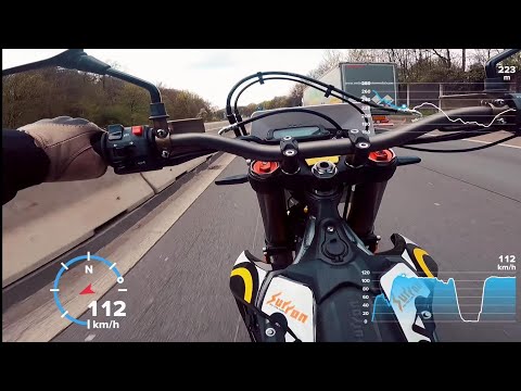 Riding SURRON Storm Bee on the highway. GPS top speed and real electric motorcycle sound.