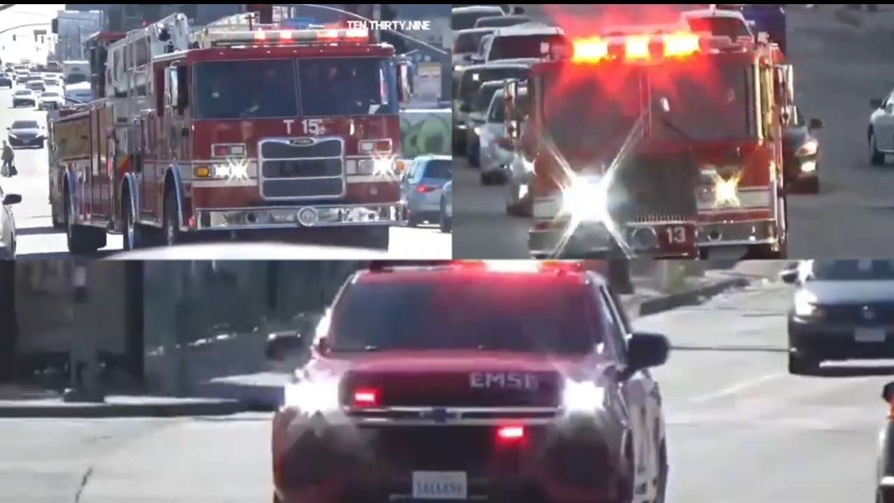 LAFD EMS 11 | ENGINE 13 | LF 15 | ENGINE 215 RESPONDING - YouTube