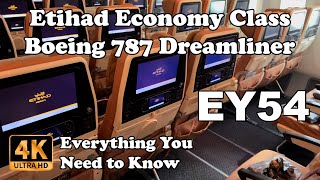 Etihad Economy Class Boeing 787 Dreamliner Vienna -  Abu Dhabi EY 54 in 4K