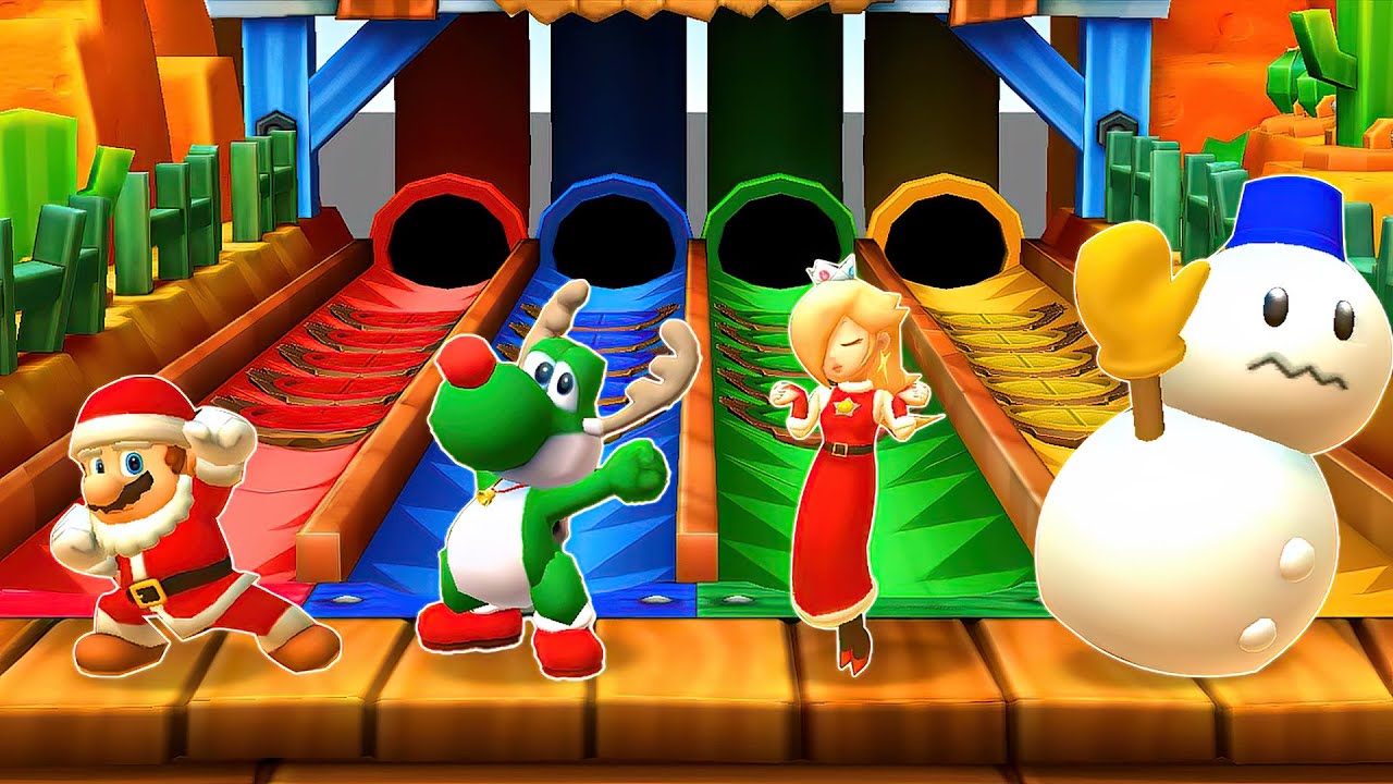 【マリオパーティスターラッシュ】ミニゲームサンタマリオVsヨッシーVsロゼッタVsミスター・ブリザード(最強CPU｢たつじん」)