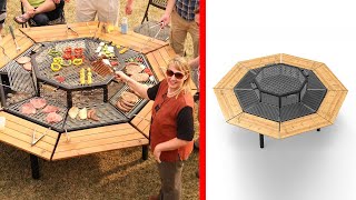 8-Sided Grilling Table Allows Everyone To Cook Their Own Meal