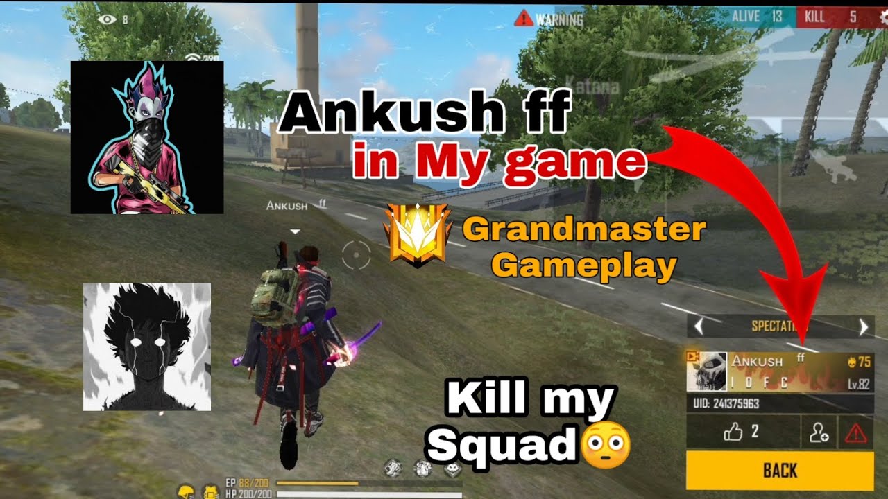 Ankush ff  in My game | Ankush Kill My squad | Grandmaster Gameplay | Ultra Level Gaming | ULG Ayush