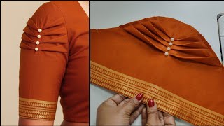 New Trending Pleated Sleeve Design With Pearl Work Step-By-Step Cutting & Sching