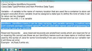 Java Variables,Identifiers,Keywords in Hindi(Lecture-3)