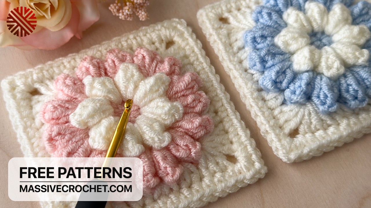 Crochet Masterpiece] Rose Granny Square Blanket 🌹 Recommended for