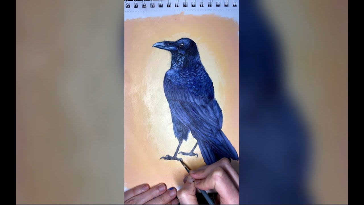 Crow acrylic painting! 🐦🎨 #painting #acrylicpainting #animalart #art
