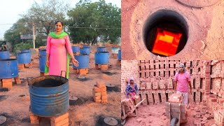 whole Process of Bricks making...ਭੱਠੇ ਚ  ਕੱਚੀ ਇੱਟ ਕਿਵੇਂ ਪੱਕੀ ਹੁੰਦੀ ਹੈ.. Village Life of Punjab India