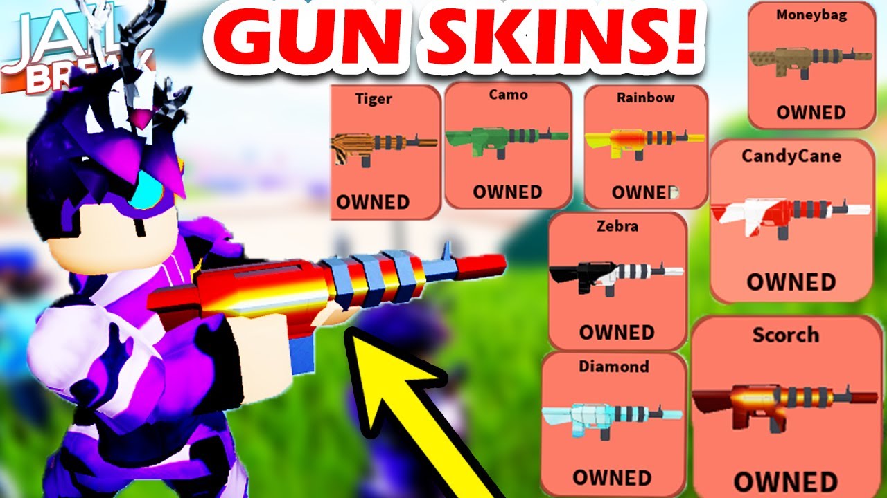 How To Unlock All The Gun Skins In Roblox Jailbreak Gun Skins Review Showcase Youtube - rainbow gun better roblox