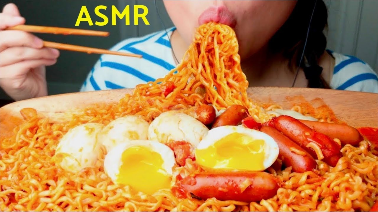 ASMR Mala Fire Noodles + Snappy Sausages + PERFECT Egg 🍳 Mukbang 먹방 *No Talking*  suellASMR