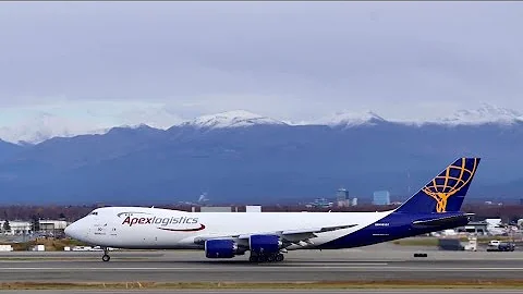 Runway 33 Takeoffs at Anchorage featuring 747, 777, MD-11, C-130 & MD-83