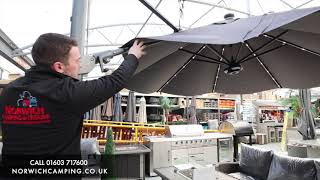 kettler loft patio umbrella 2.5M Wind Up Parasol with Auto Tilt & Night Cover – GB Stay comfortably shaded with the 9 Auto Kettler Parasols