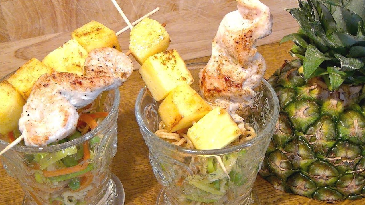 Asiatische Putenspieße mit Ananas | Video-Rezepte.info