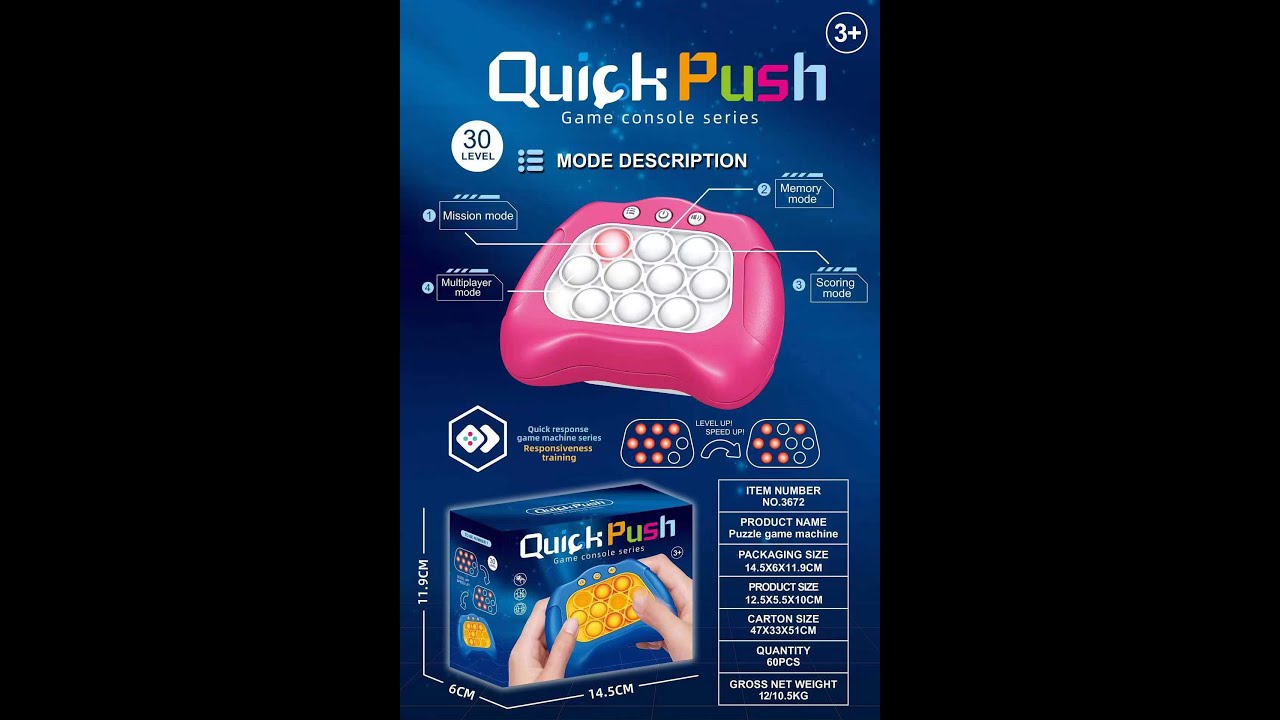 999 Levels Electronic Pop Light Quick Push Game Console with LED